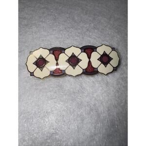 Isle Of Skye Vintage Brooch Pin Geometric, White Pink, Red And Purple Enamel